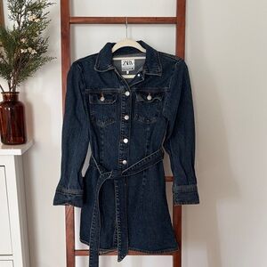 Zara Belted Denim Dress